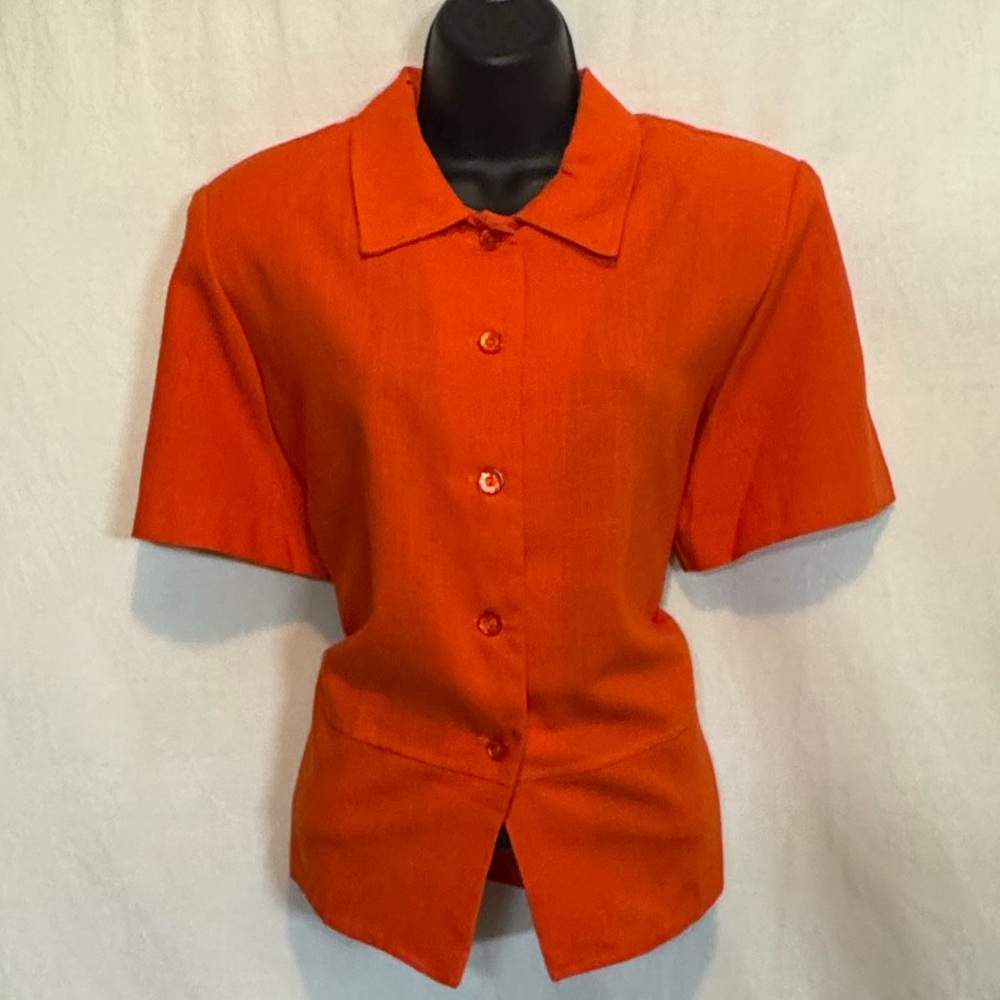 H-15 J.W. Treci Vintage Orange‎ Short Sleeve Button Front Suit Jacket Size 16P